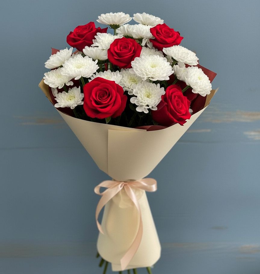 Букет цветов из: Розы и Хризантемы в Багратионовске