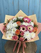 Букет цветов из:  Розы, Герберы и Хризантемы в Багратионовске