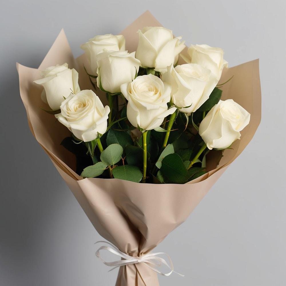 Букет 9 Белых роз Эдлесс Лав в Багратионовске