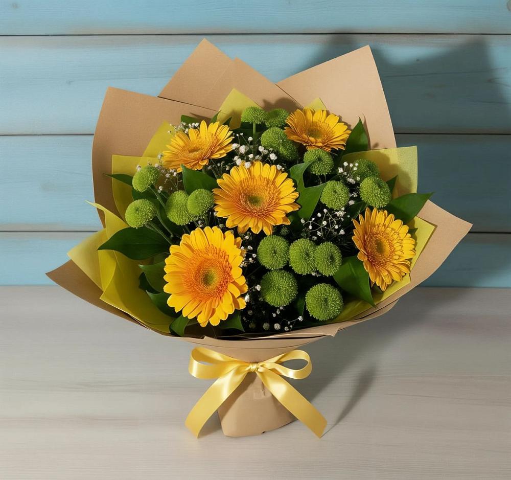 Букет цветов из: Герберы и Хризантемы в Багратионовске