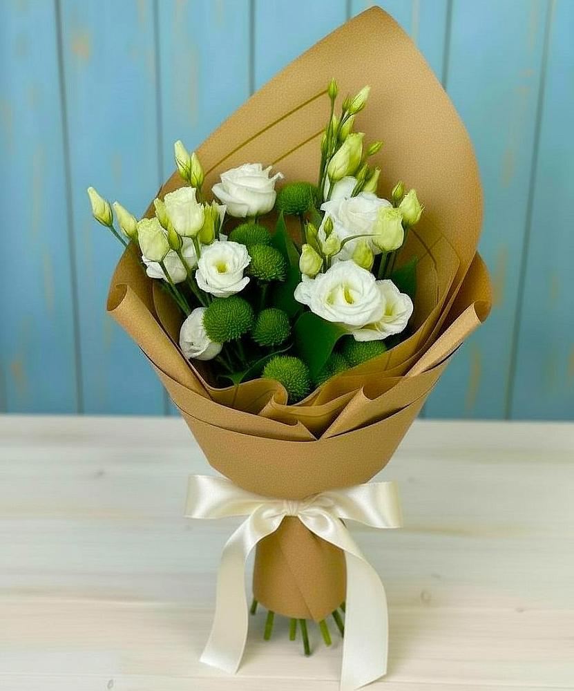 Букет цветов из: Хризантемы и Лизиантусы в Багратионовске